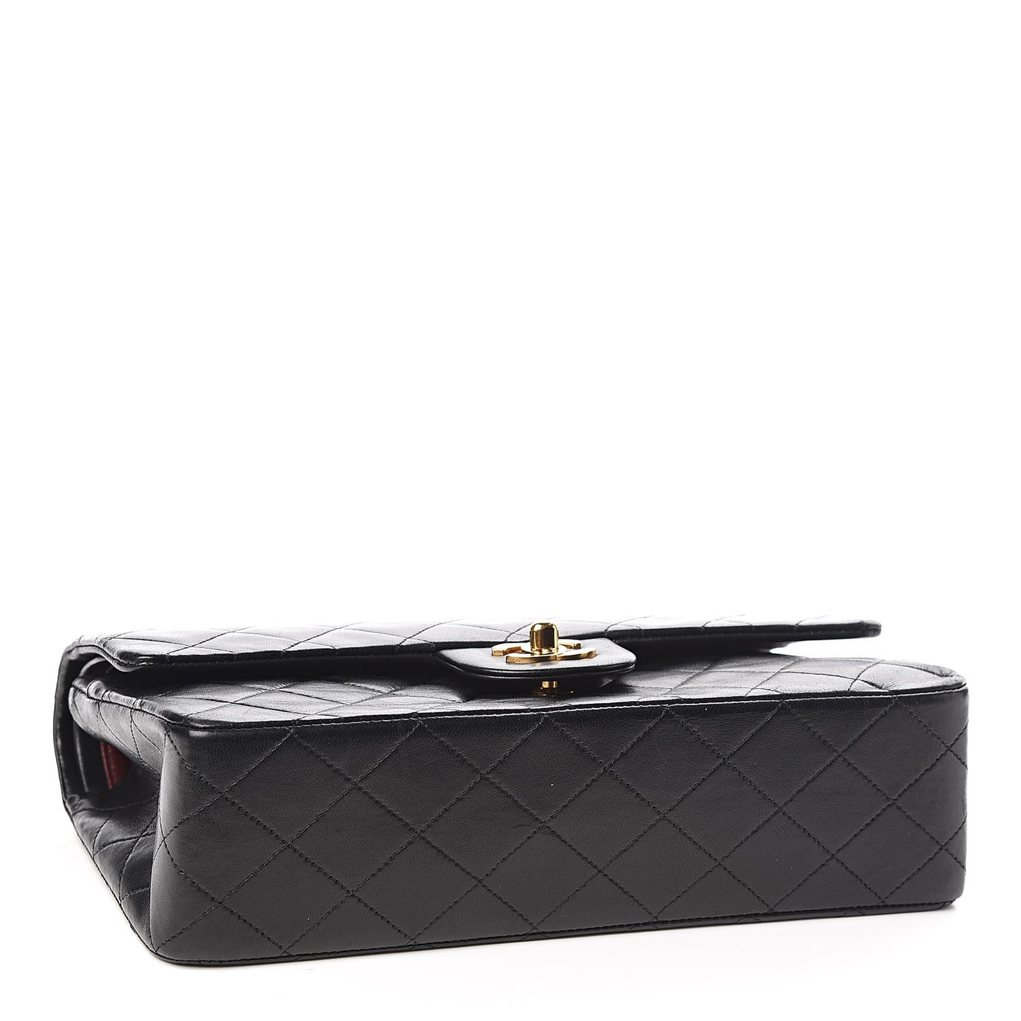 Lambskin Quilted Medium Double Flap Black