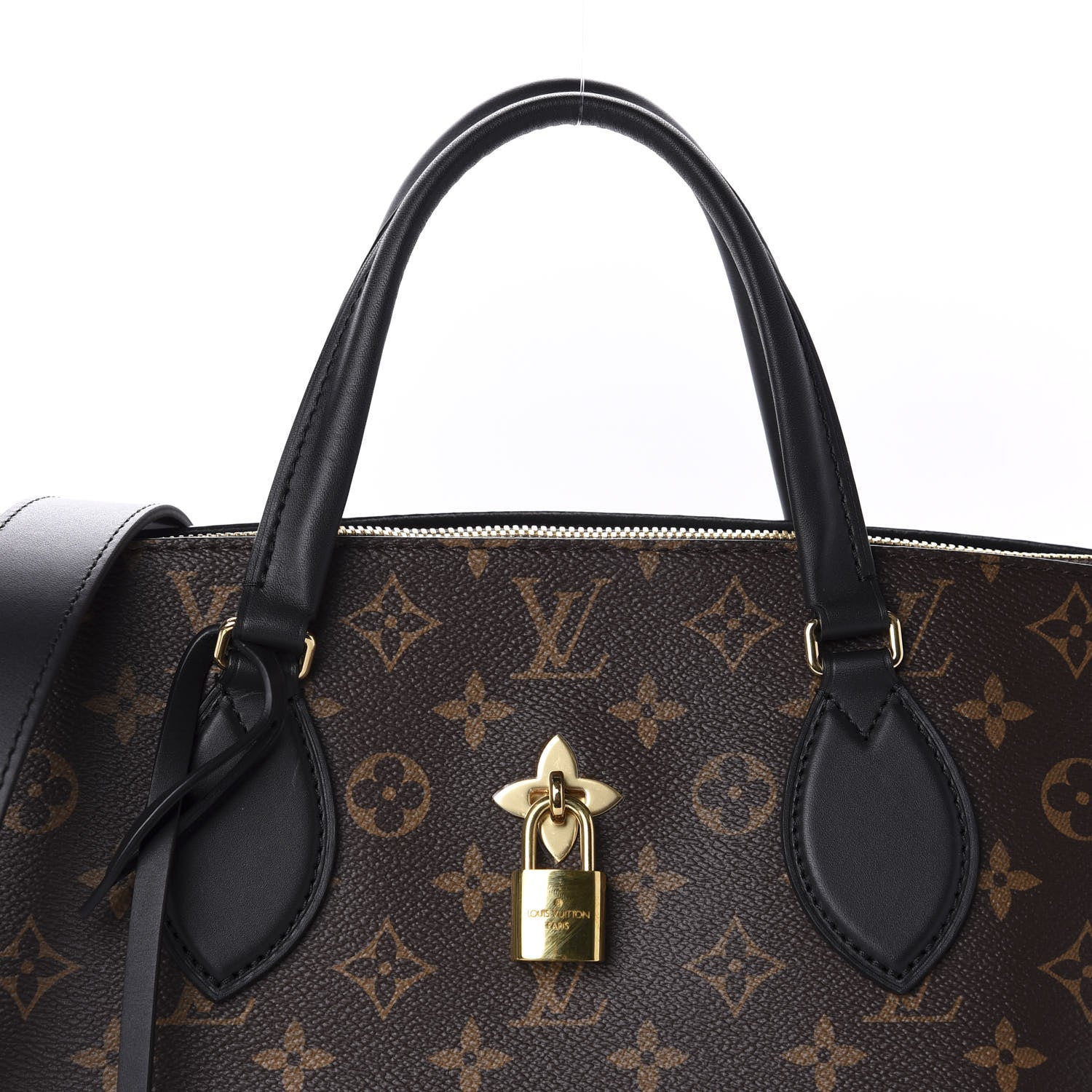 Louis Vuitton Monogram Flower Zipped Tote MM Black 10 of 10
