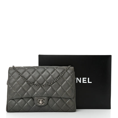 Chanel Iridescent Calfskin Quilted Clutch with Chain Flap Dark Grey 12 of 12