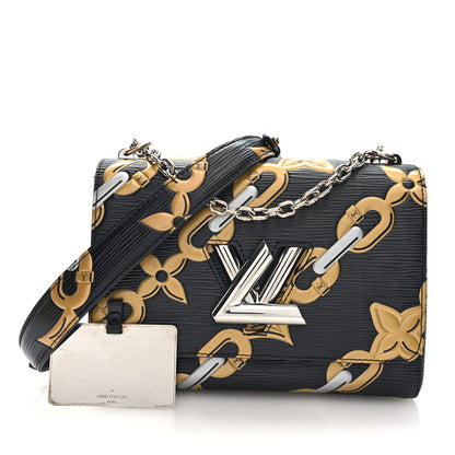 Louis Vuitton Epi Chain Flower Twist Shoulder Bag MM Black 3 of 10
