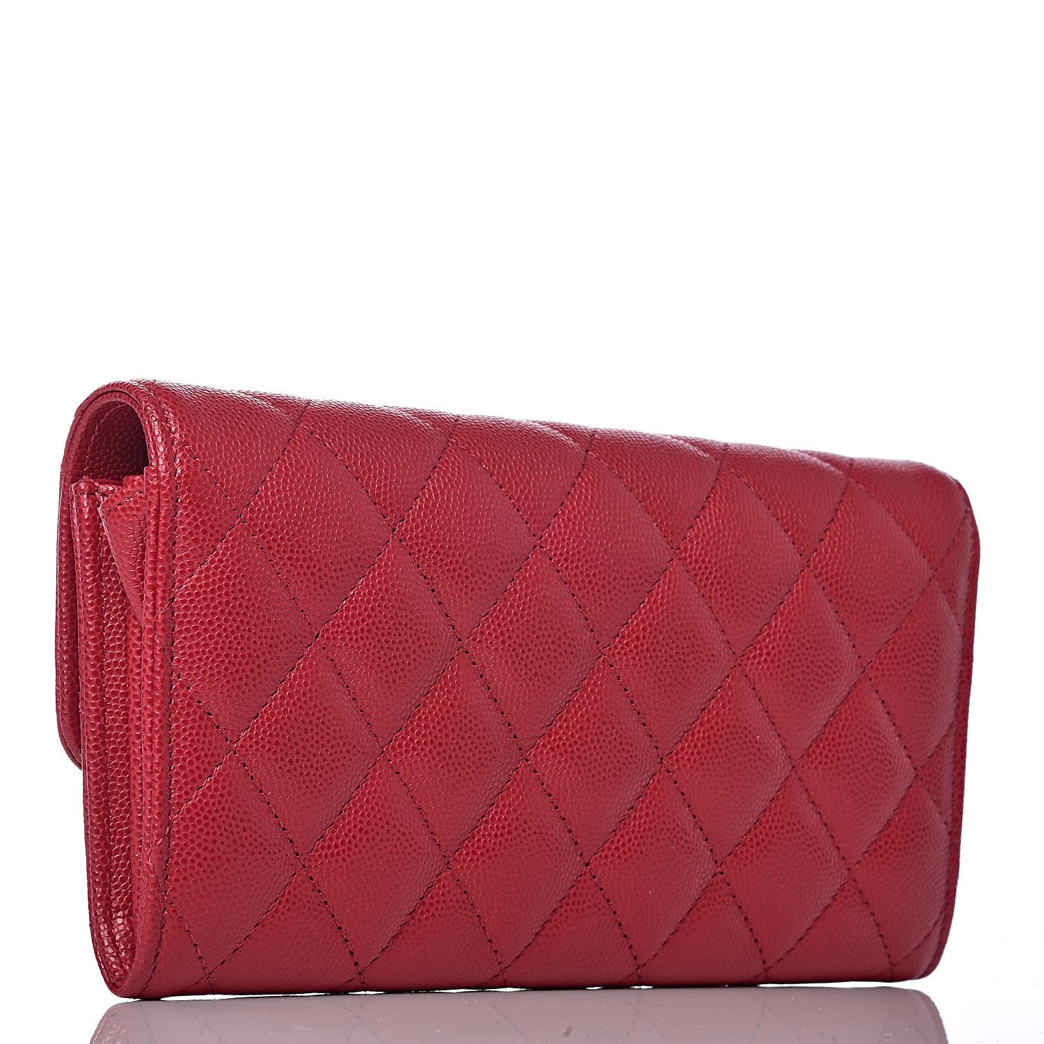 Chanel Caviar Quilted Large Gusset Flap Wallet Dark Red 3 of 8