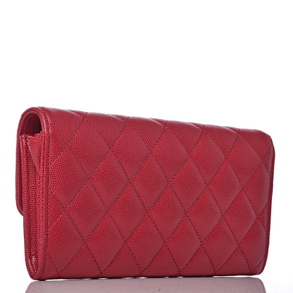 Chanel Caviar Quilted Large Gusset Flap Wallet Dark Red 3 of 8