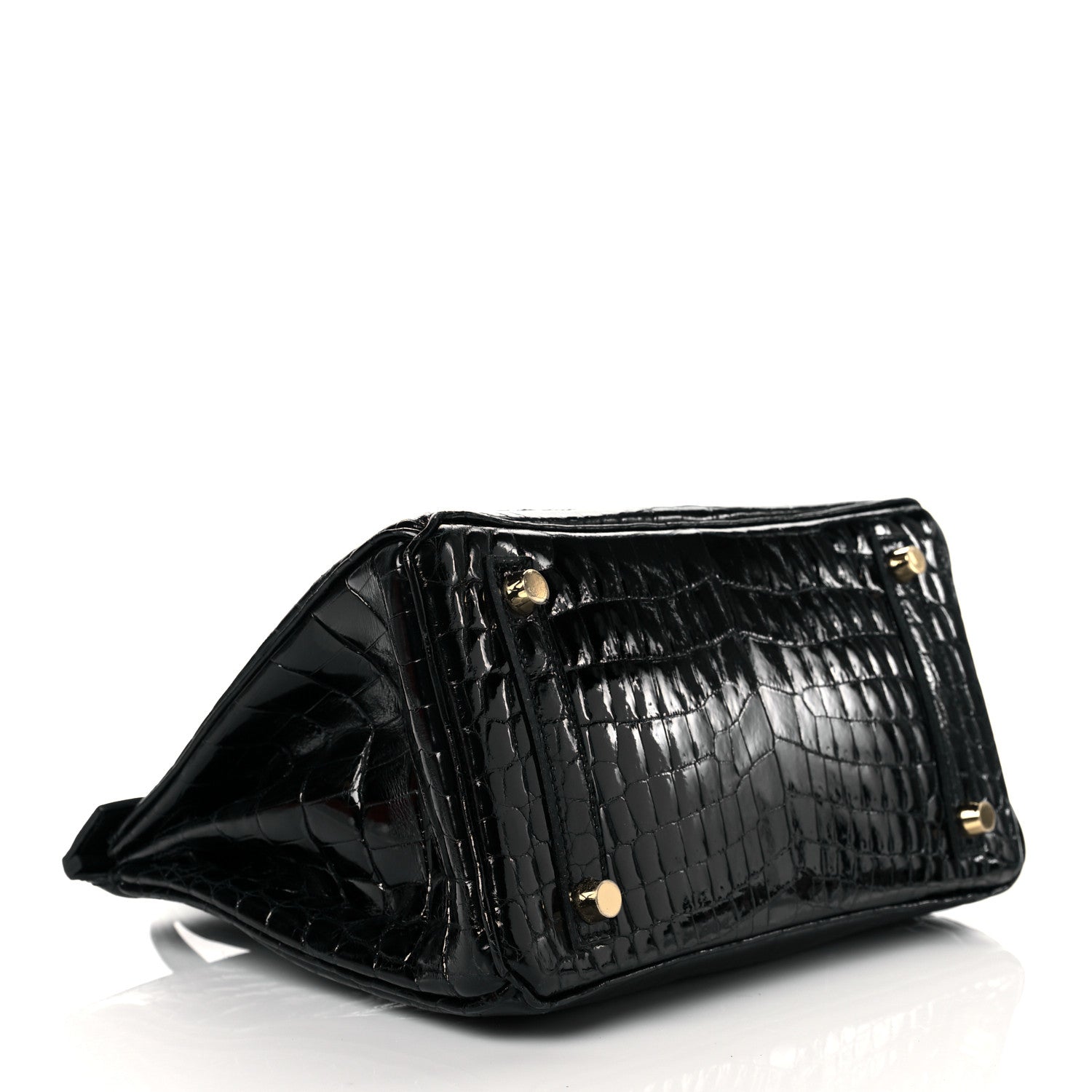 Hermes Shiny Niloticus Crocodile Birkin 25 Black 4 of 11