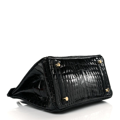Hermes Shiny Niloticus Crocodile Birkin 25 Black 4 of 11