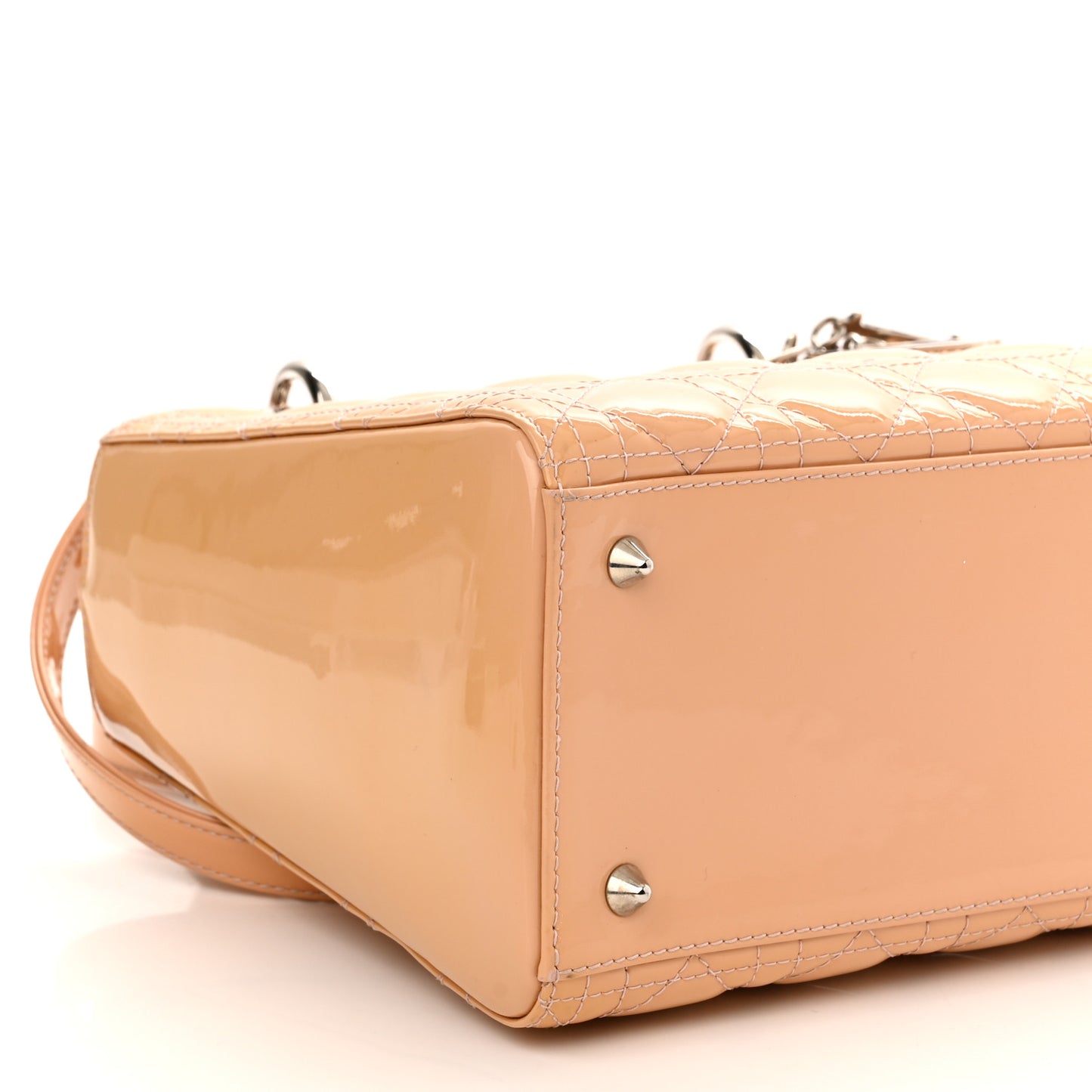Patent Cannage Medium Lady Dior Beige