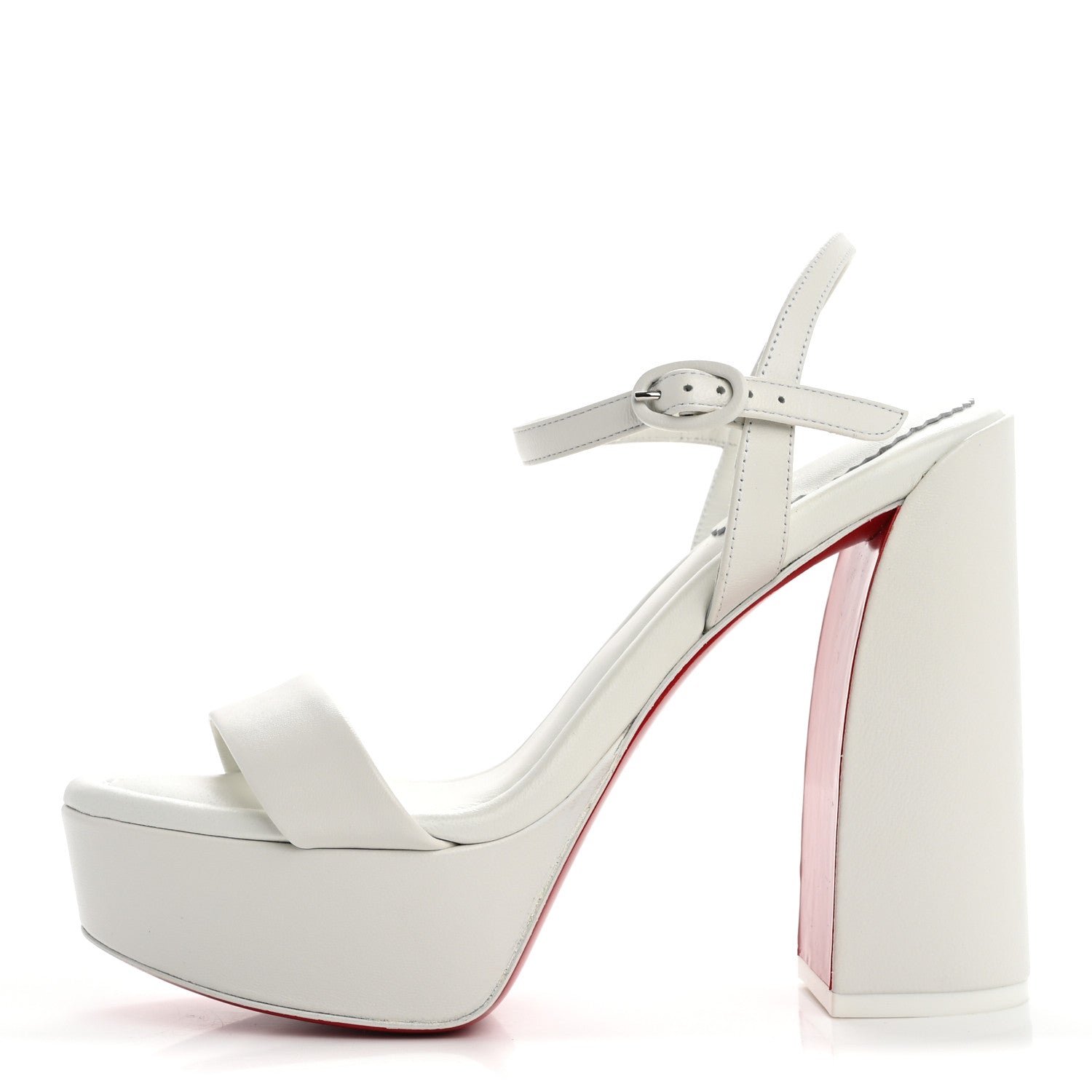 Christian Louboutin Nappa Movida 130 Platform Sandals 37.5 Bianco 1 of 13