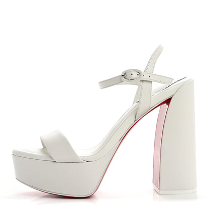 Christian Louboutin Nappa Movida 130 Platform Sandals 37.5 Bianco 1 of 13