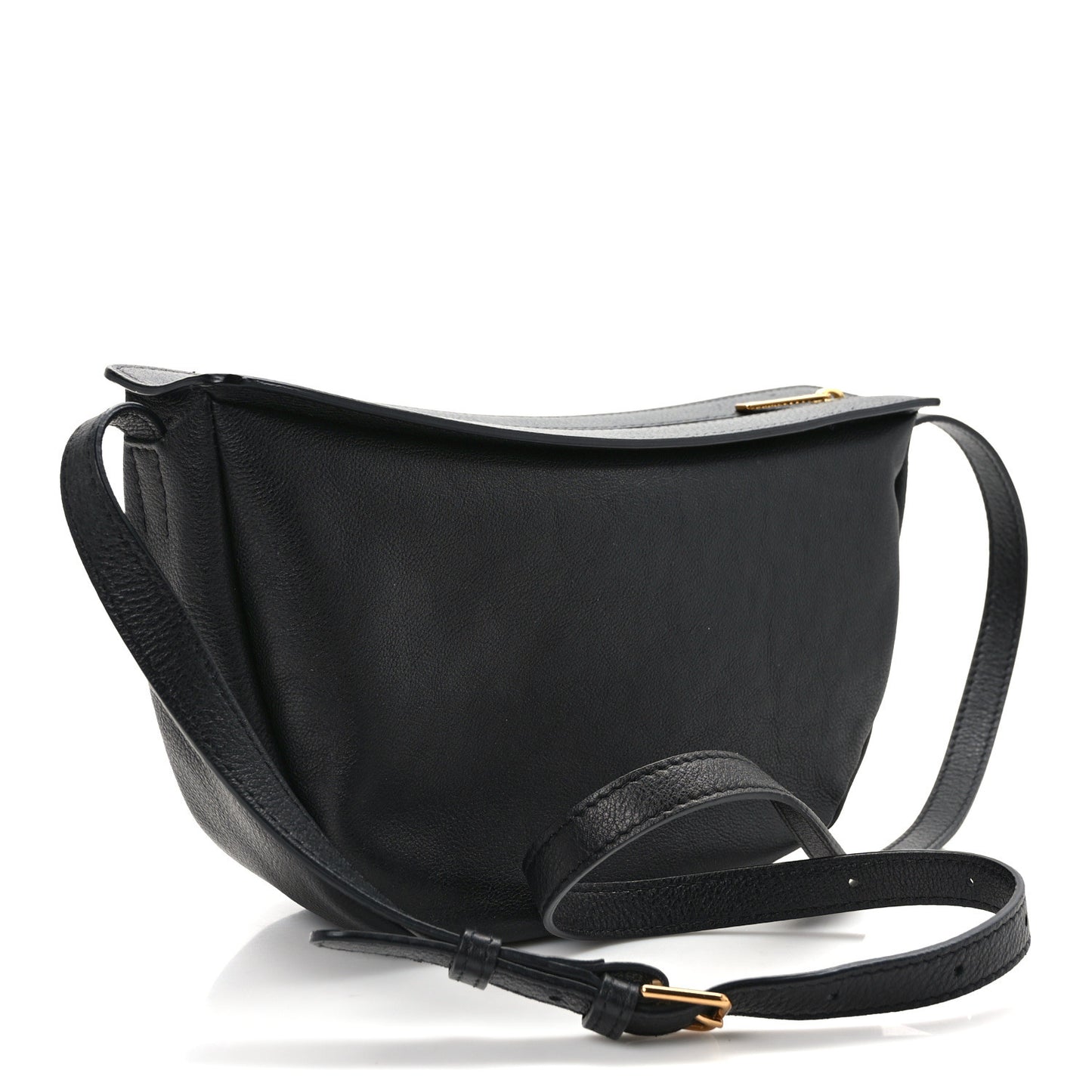 Soft Calfskin Moon Sling Bag Black