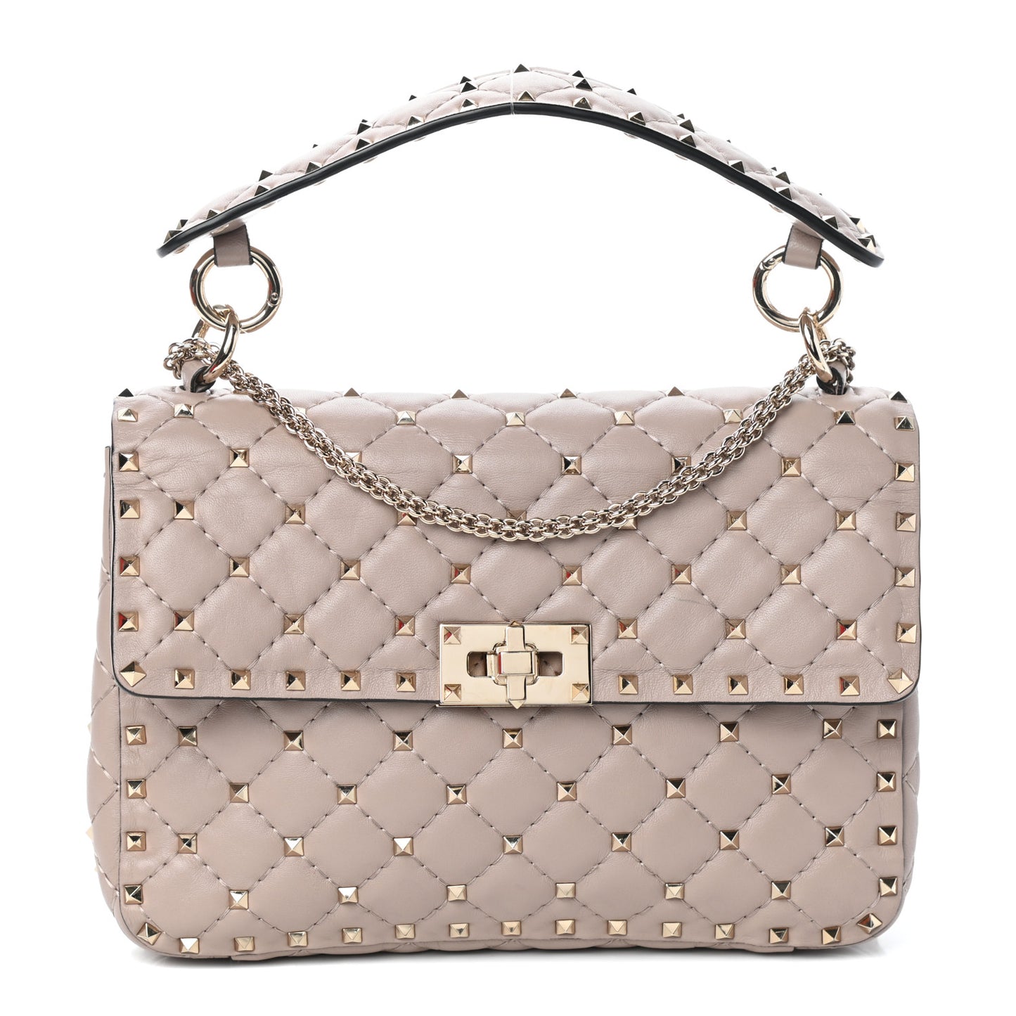 Lambskin Medium Rockstud Spike Shoulder Bag Poudre