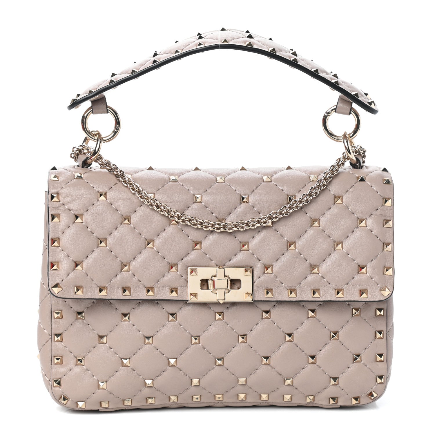 Valentino Garavani Lambskin Medium Rockstud Spike Shoulder Bag Poudre 1 of 10
