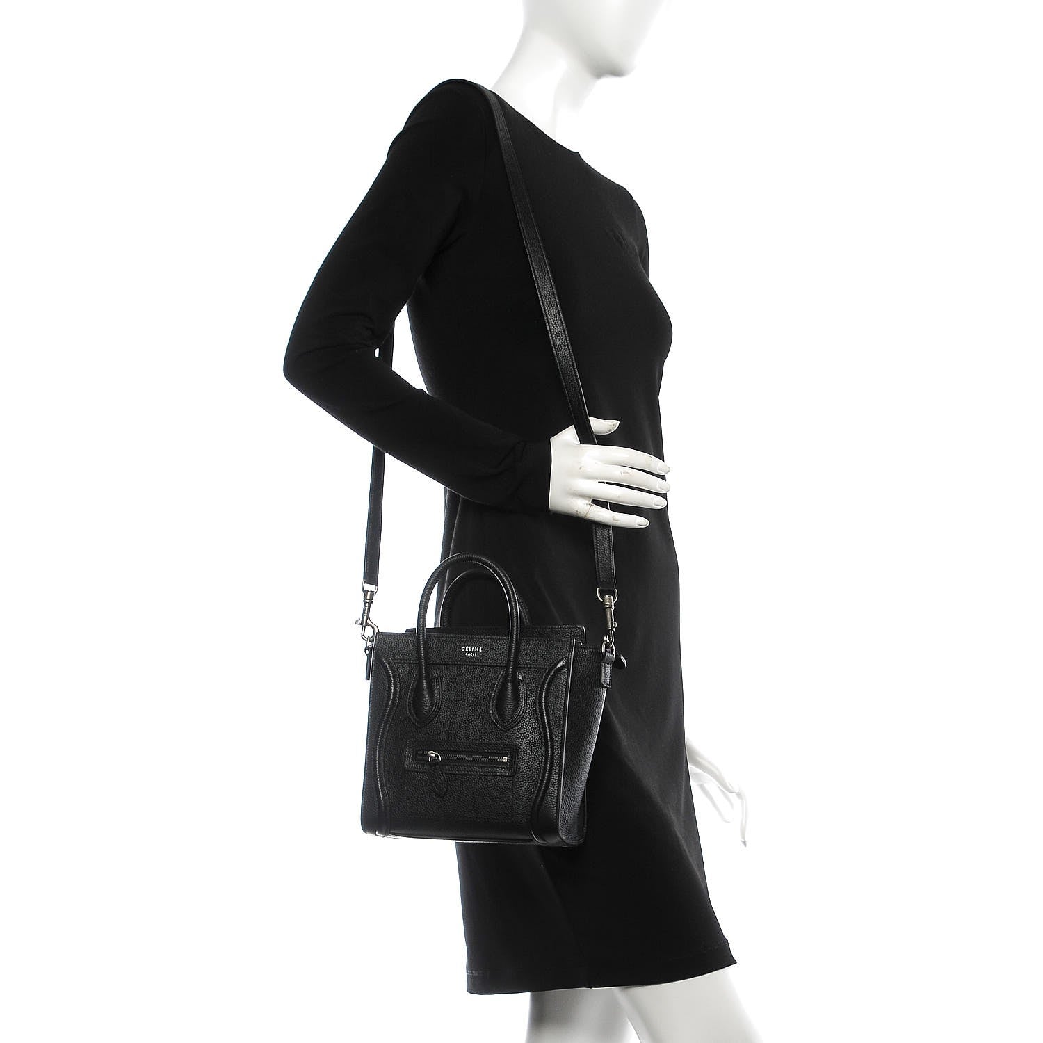 Celine Drummed Calfskin Nano Luggage Black 3 of 8