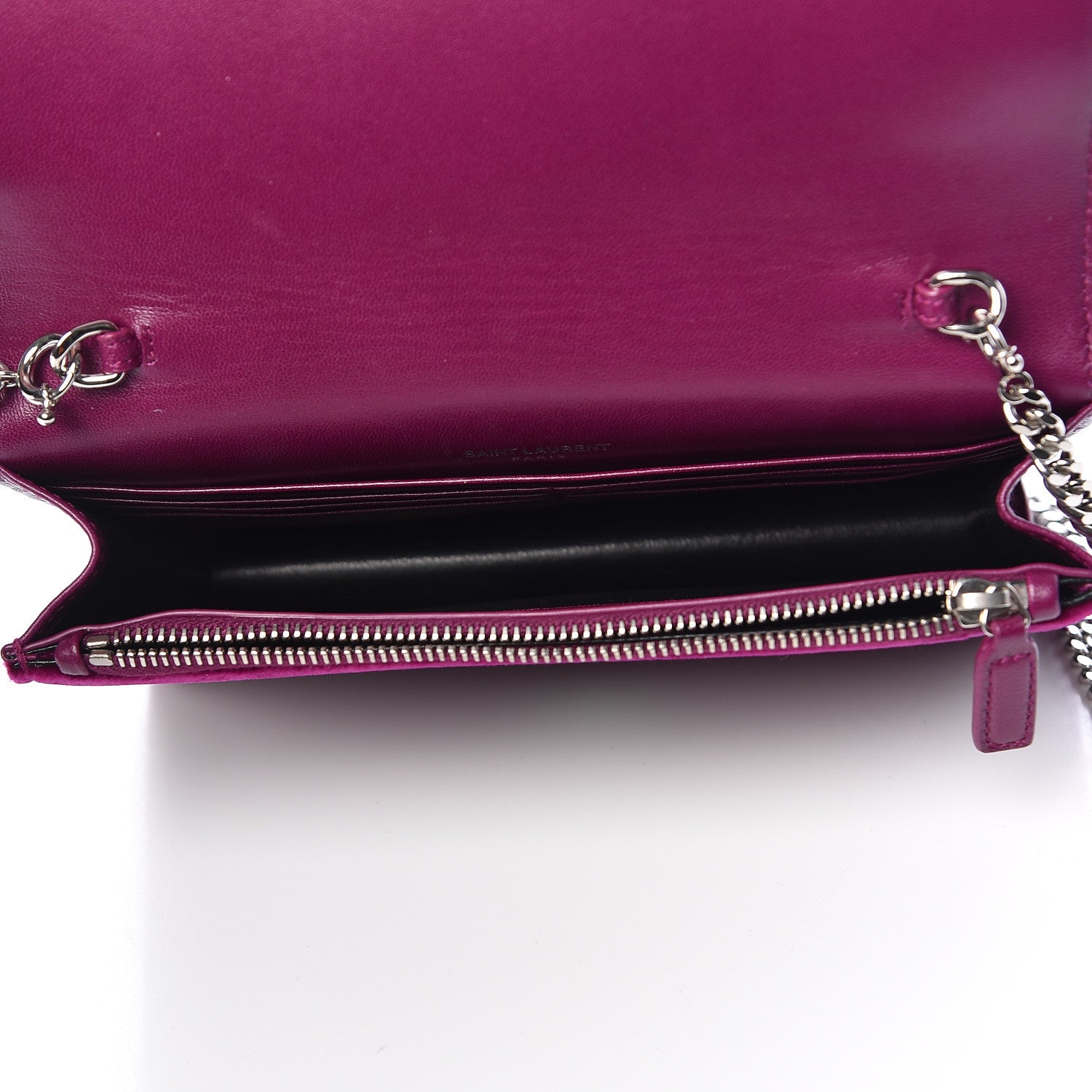 Saint Laurent Velvet Crystal Monogram Kate Tassel Shoulder Bag Fuchsia 5 of 12