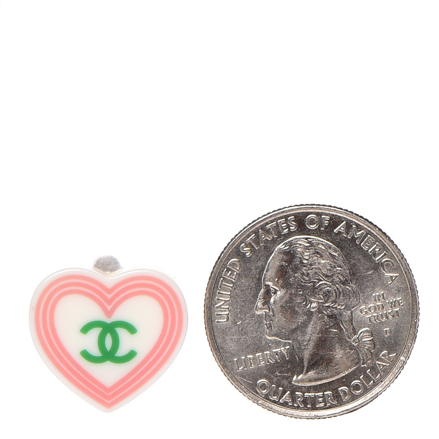 Acrylic CC Heart Clip On Earrings Pink