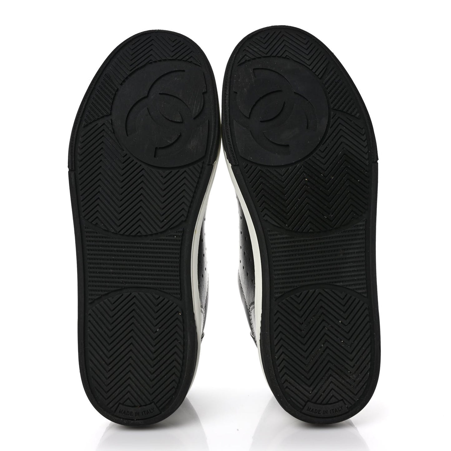 Calfskin Womens Logo Sneakers 39.5 Black White