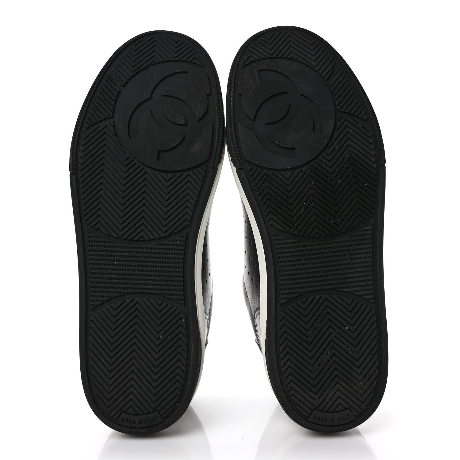 Chanel Calfskin Womens Logo Sneakers 39.5 Black White 5 of 9