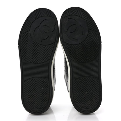 Chanel Calfskin Womens Logo Sneakers 39.5 Black White 5 of 9