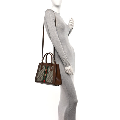 Gucci GG Supreme Monogram Azalea Calfskin Web Medium Jackie 1961 Tote Beige Ebony Brown Sugar 2 of 10