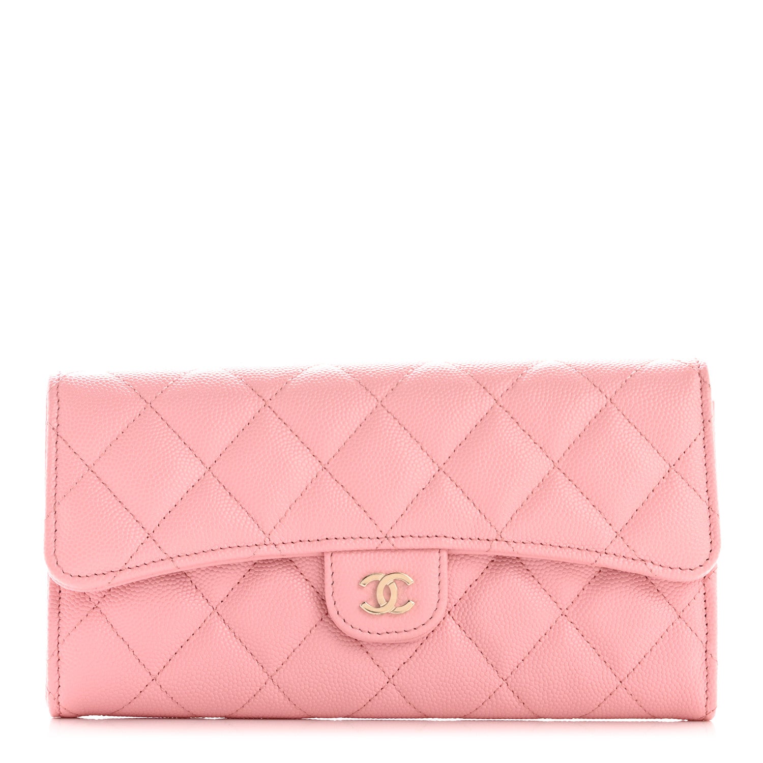 Chanel Caviar Quilted Large Gusset Flap Wallet Light Pink 1 of 9