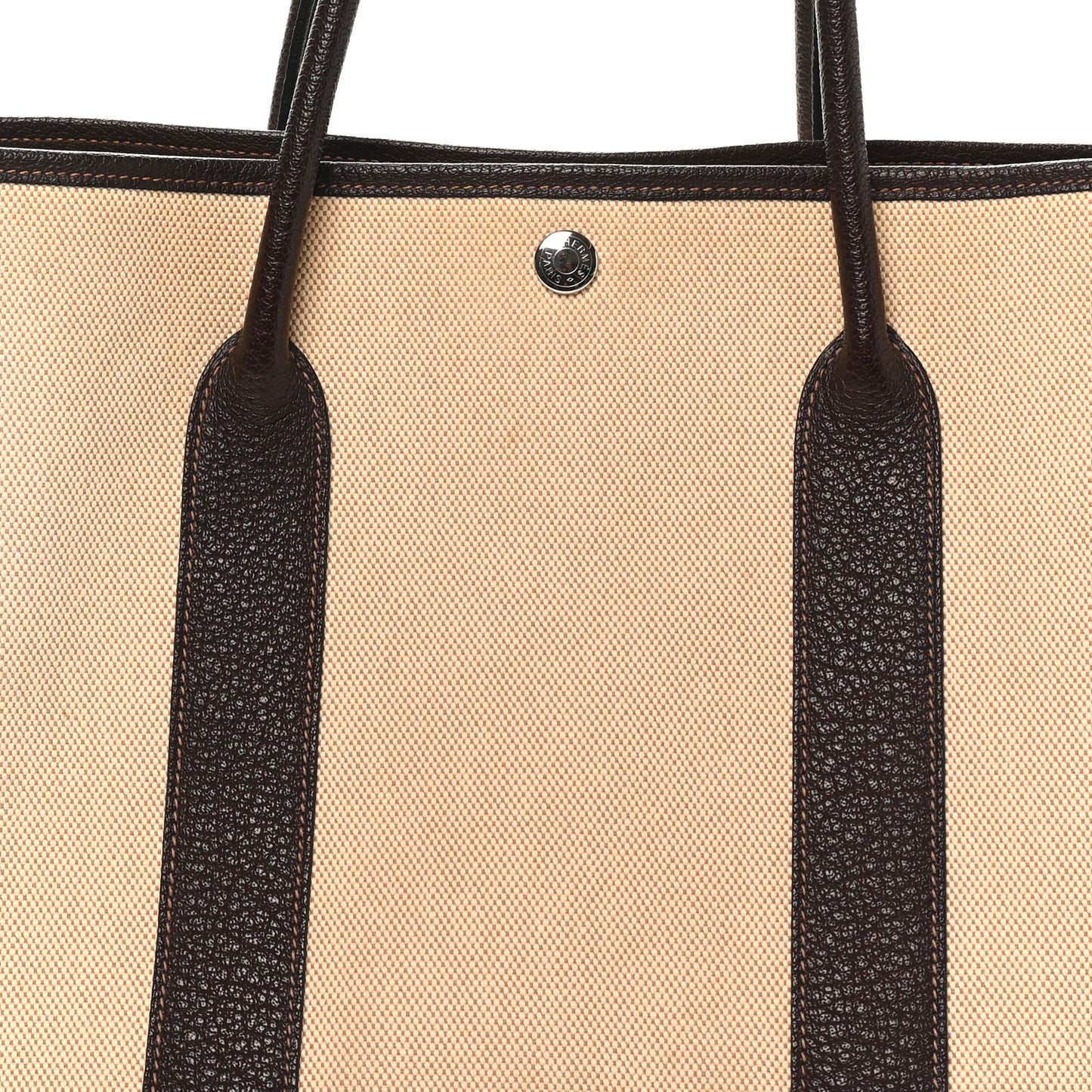 Toile Buffle Gala Garden Party Tote 36 MM Marron Fonce