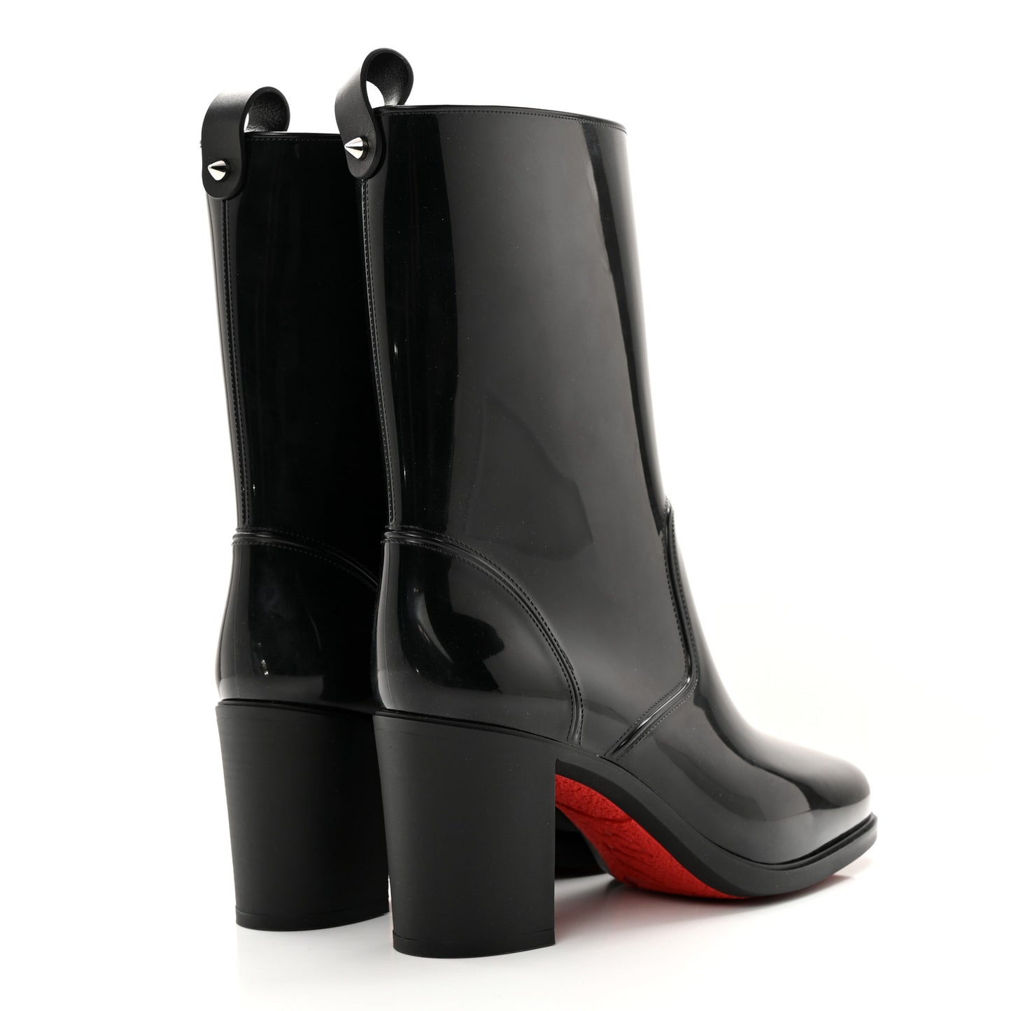 Recycled PVC Calfskin Loubirain 70 Boots 39 Black