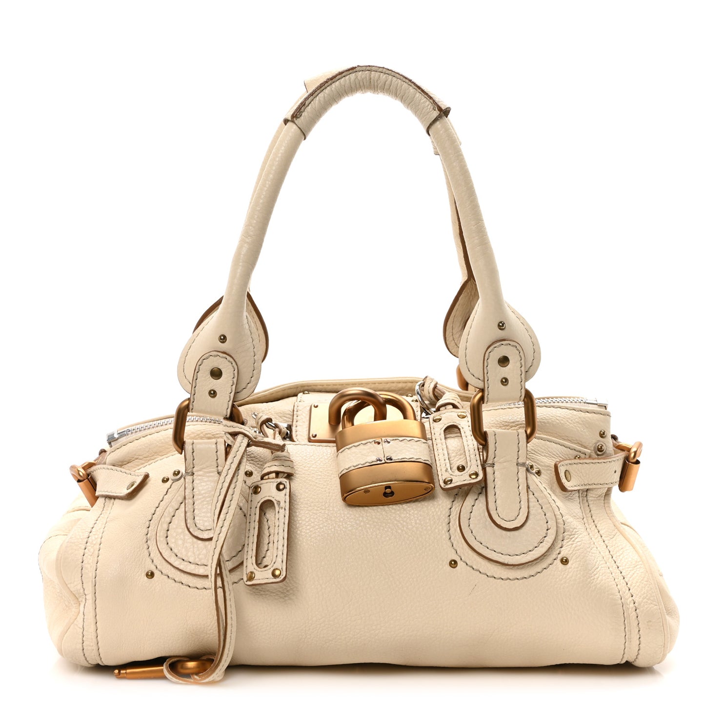 Calfskin Medium Paddington Satchel Ivory