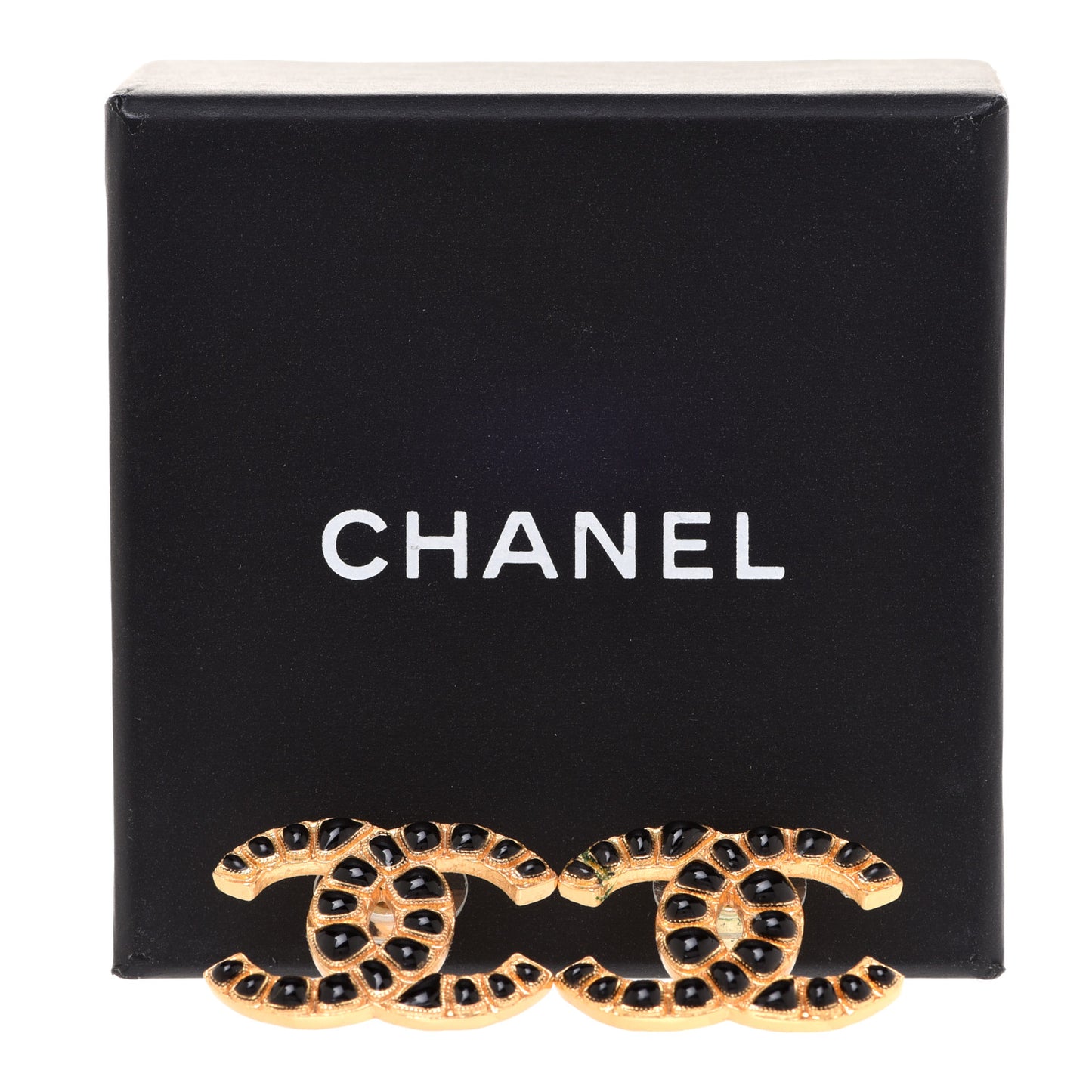 Resin Along The Nile CC Earrings Gold Black