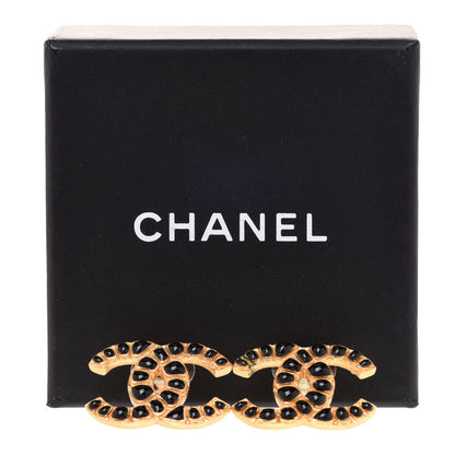 Chanel Resin Along The Nile CC Earrings Gold Black 5 of 5