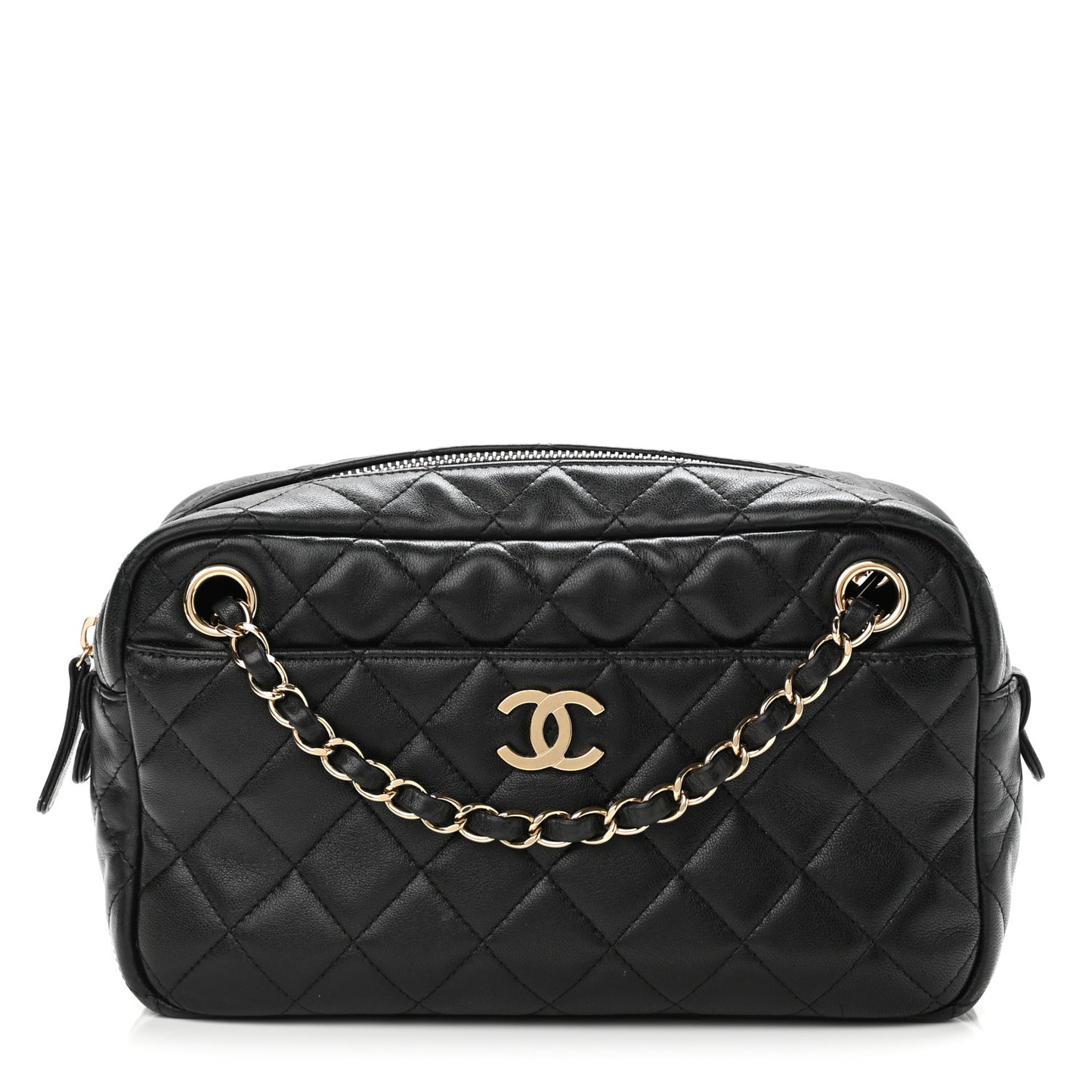 Lambskin Quilted Camera Bag Black