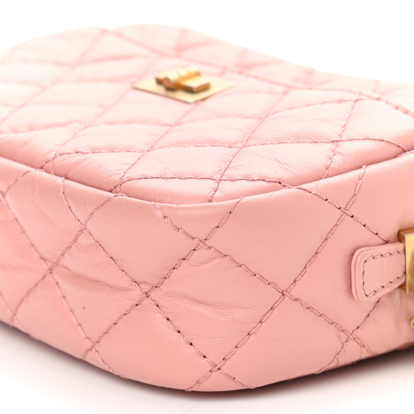 Aged Calfskin Quilted Mini Reissue Camera Case Pink