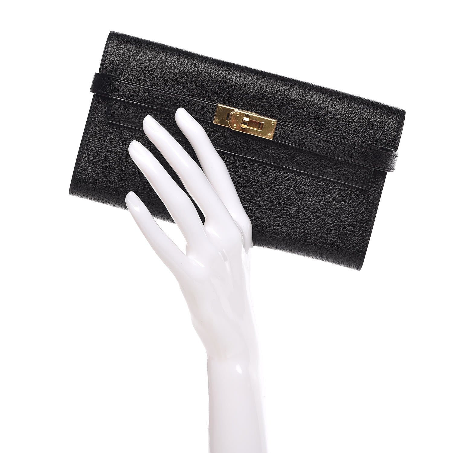 Hermes Chevre Mysore Kelly Longue Wallet Black 2 of 8