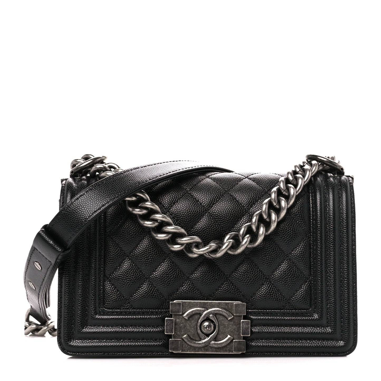 Caviar Quilted Small Boy Flap Black
