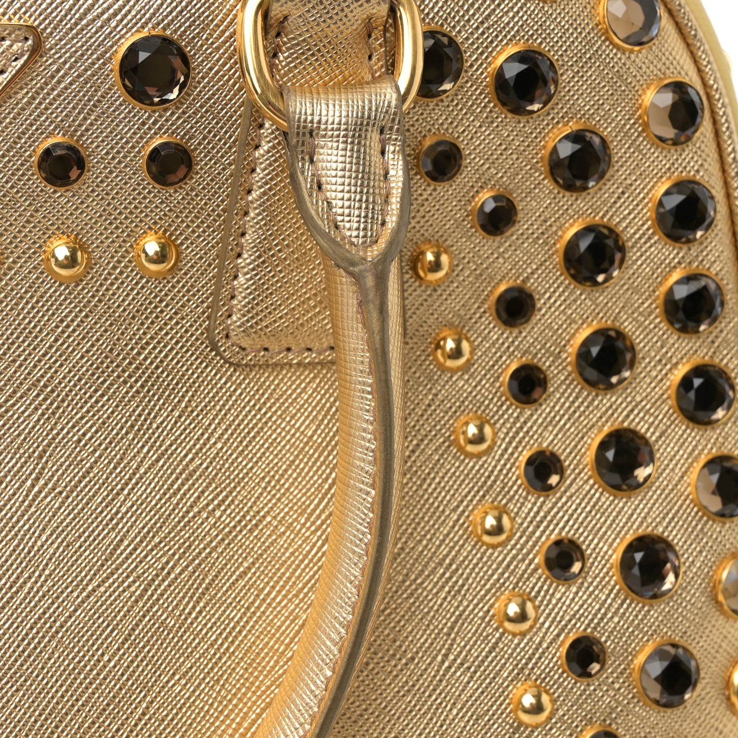 Saffiano Vernice Crystal Pyramid Bag Platino
