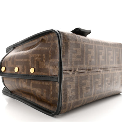 Fendi Glazed Fabric Vitello Century FF 1974 Stamp Patch Mini Peekaboo Defender Cover Mogano Panna Black 9 of 10
