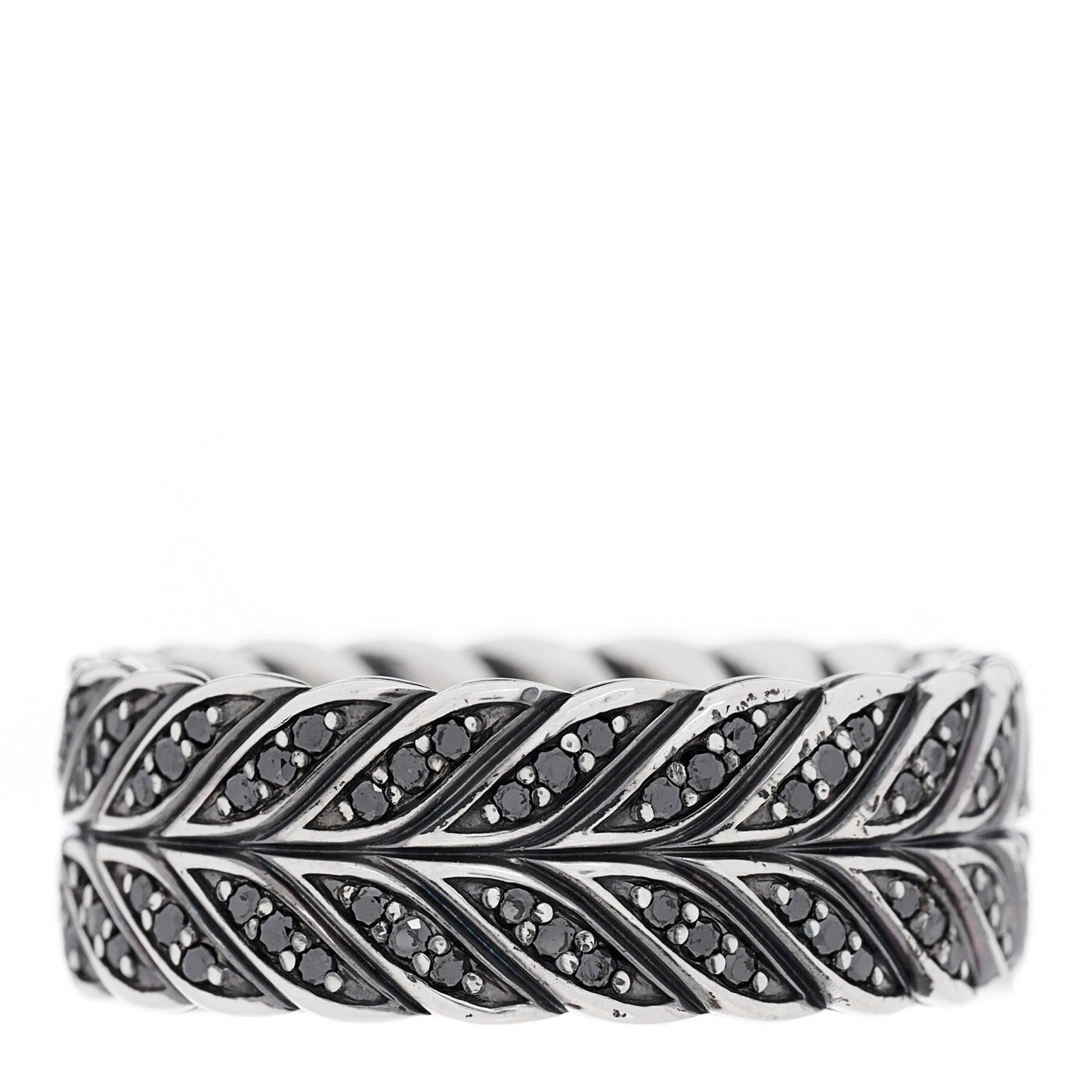 Sterling Silver Black Diamond Chevron Band Ring 65 11