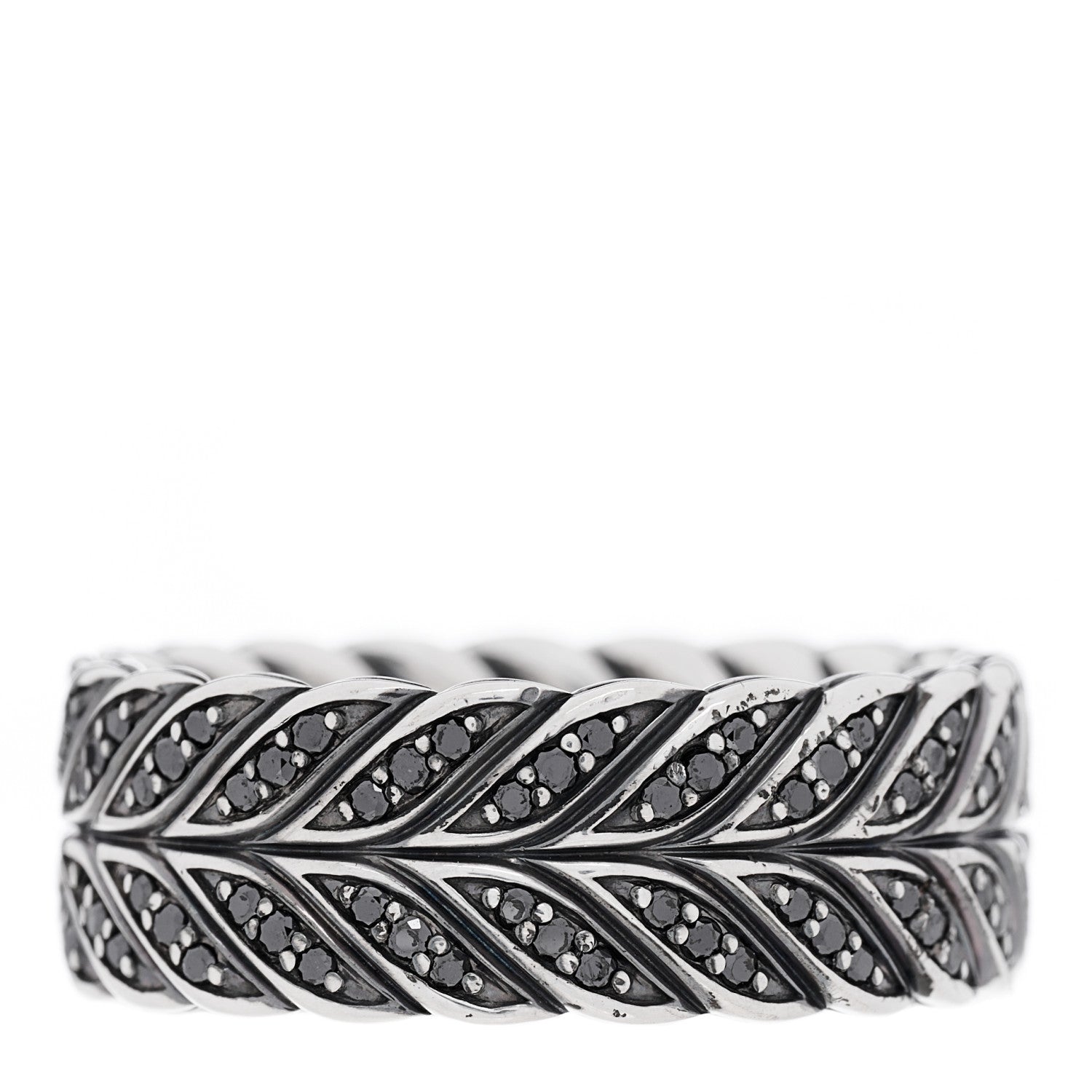 David Yurman Sterling Silver Black Diamond Chevron Band Ring 65 11 1 of 5