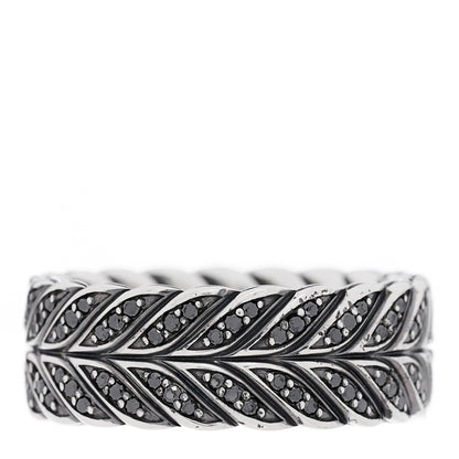 David Yurman Sterling Silver Black Diamond Chevron Band Ring 65 11 1 of 5