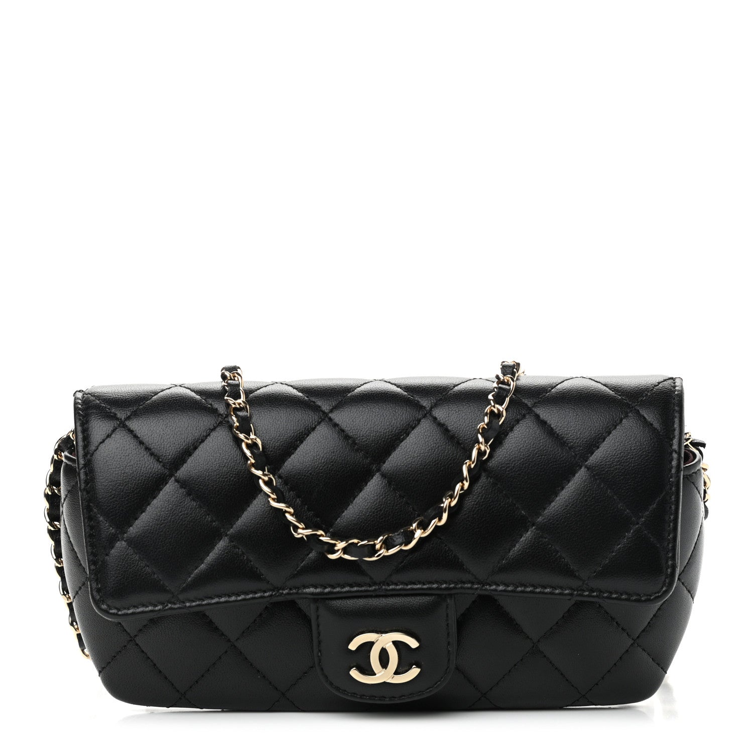 Chanel Lambskin Quilted Glasses Case With Chain Black 1 of 11