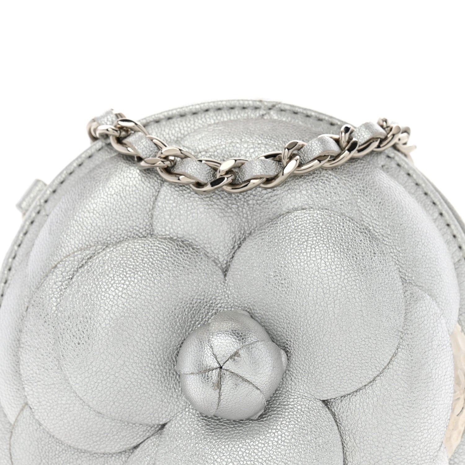 Chanel Metallic Lambskin Mini Camellia Bouquet Clutch With Chain Silver 8 of 11