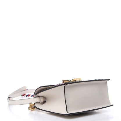 Gucci Calfskin Embroidered Mini Sylvie Top Handle Bag White 4 of 12