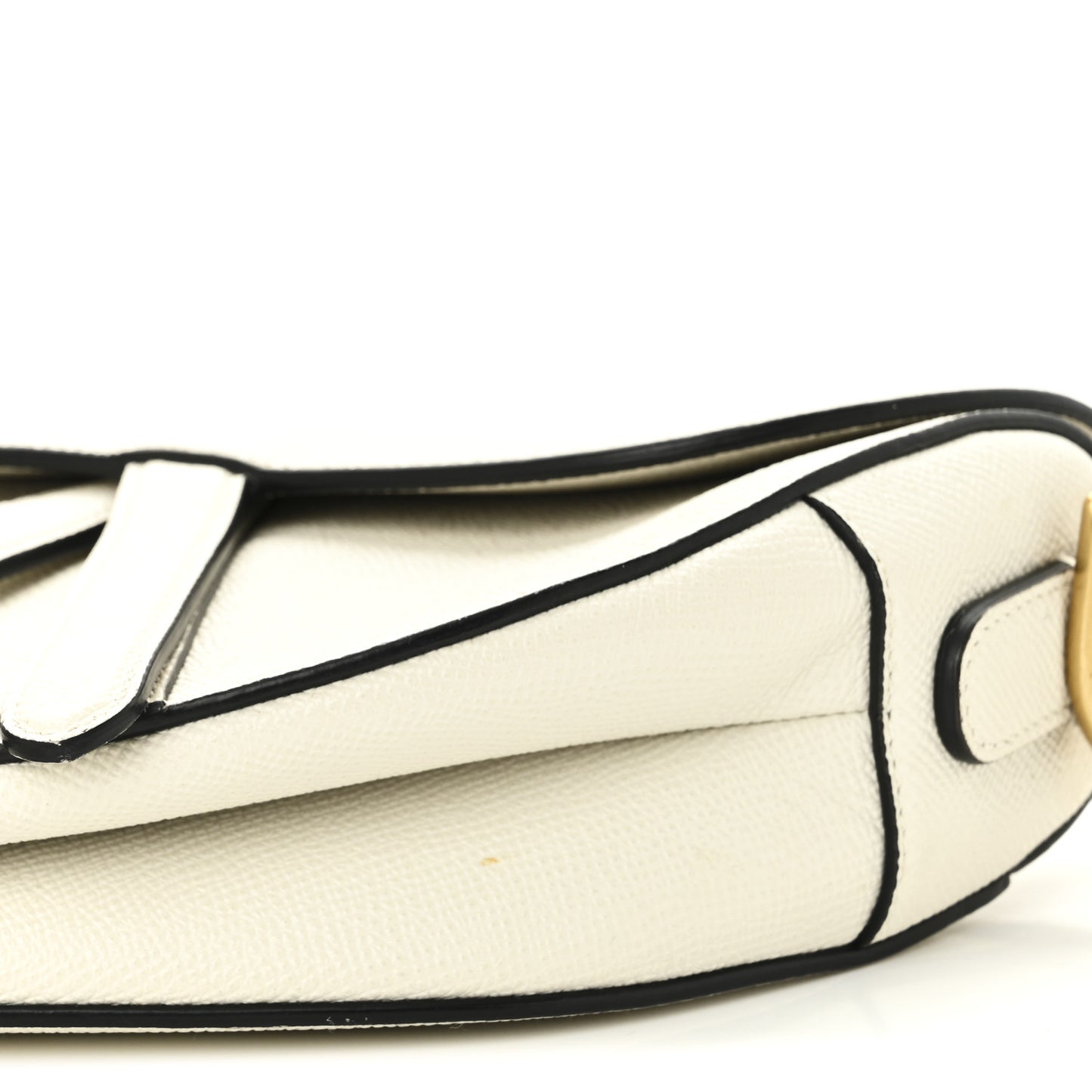 Grained Calfskin Saddle Bag White