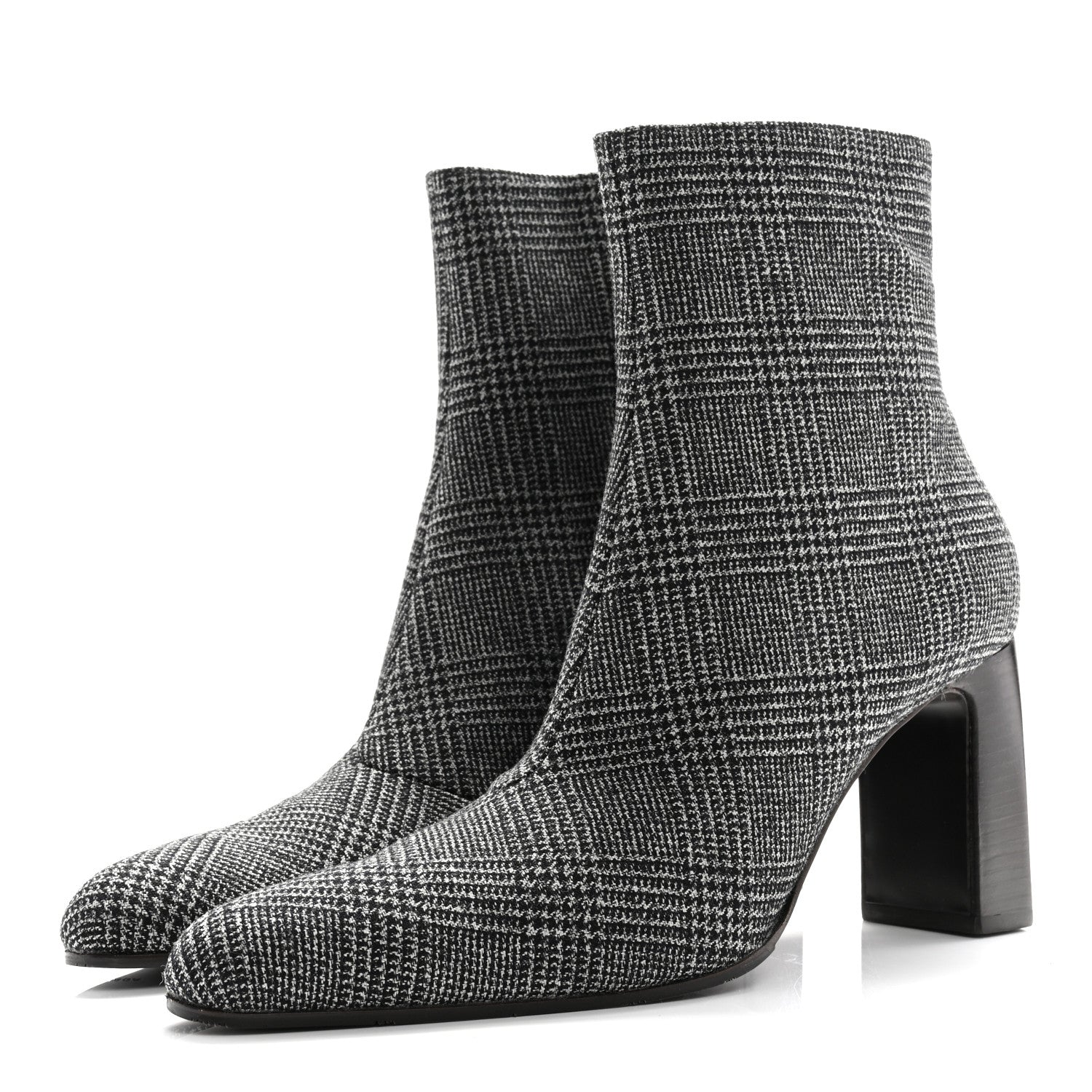 Balenciaga Wool Plaid Ankle Boots 41 Black White 4 of 10