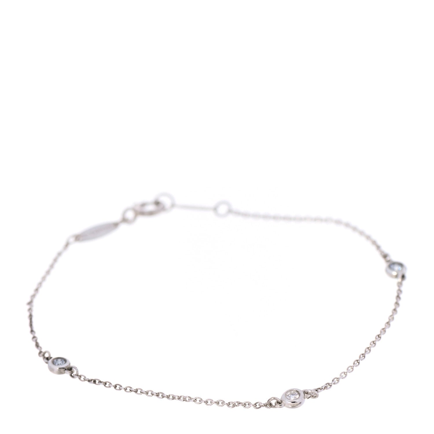 Tiffany Sterling Silver Diamond .09ct Elsa Peretti Diamonds By The Yard Bracelet 1 of 8