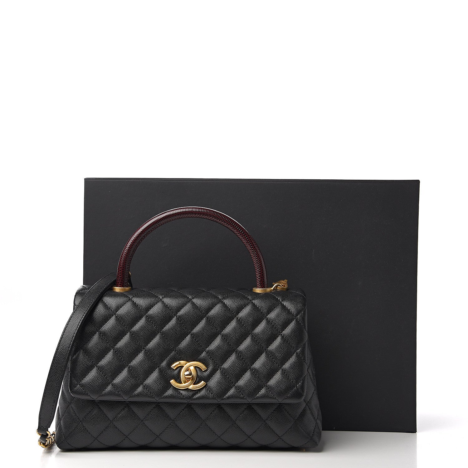 Chanel Caviar Lizard Embossed Quilted Small Coco Handle Flap Black 11 of 11