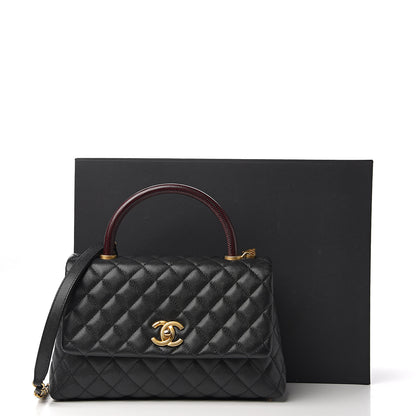 Chanel Caviar Lizard Embossed Quilted Small Coco Handle Flap Black 11 of 11