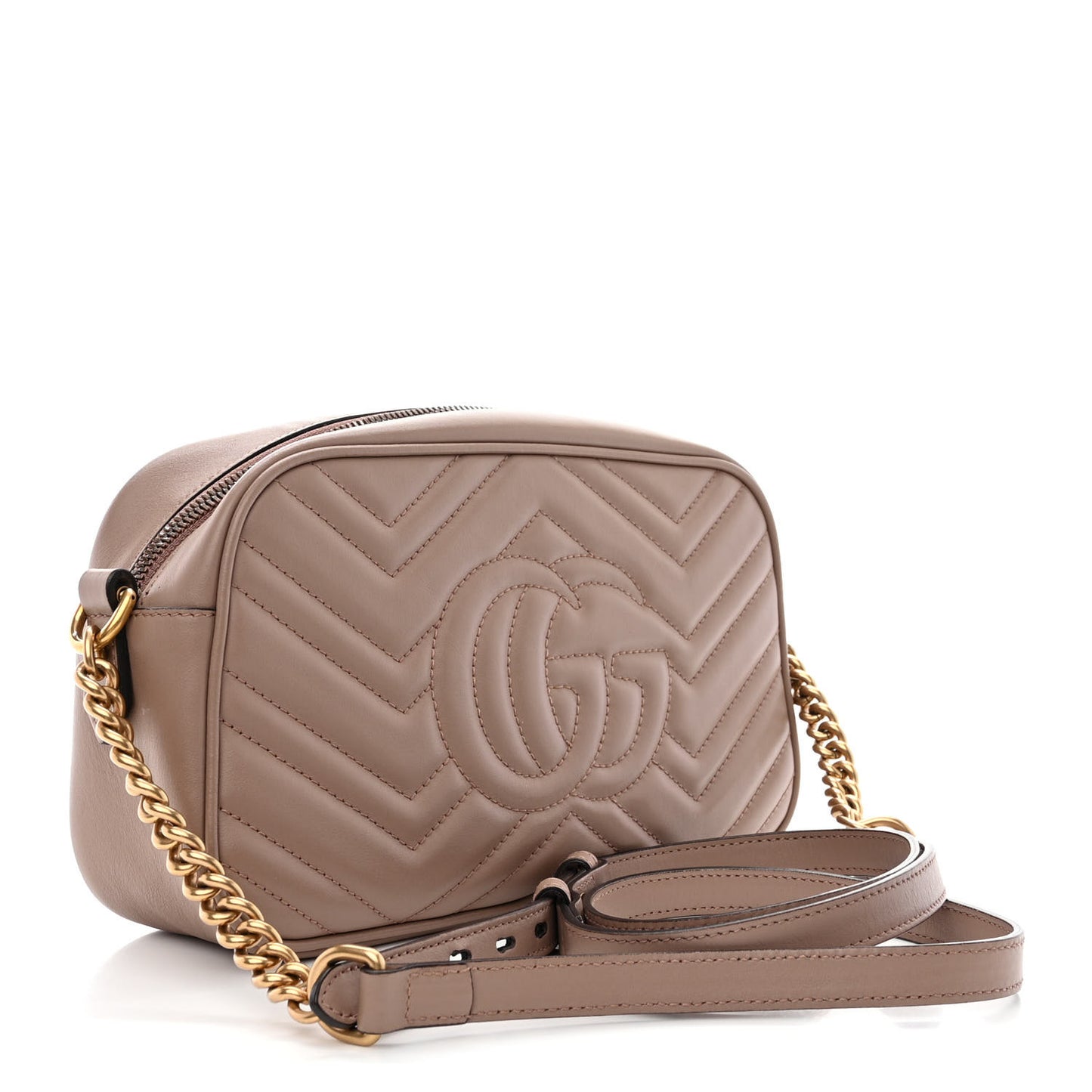 Calfskin Matelasse Small GG Marmont Chain Shoulder Bag Porcelain Rose