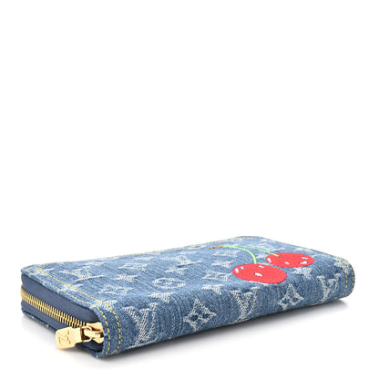 Louis Vuitton LV X TM Monogram Denim Cerises Zippy Wallet Blue 4 of 9