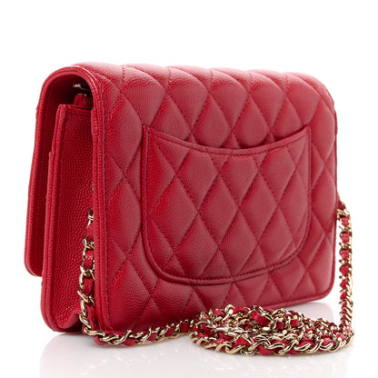 Chanel Caviar Quilted Wallet on Chain WOC Red 3 of 12
