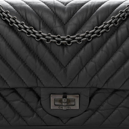 Chanel Aged Calfskin Chevron Quilted 2.55 Reissue 225 Flap So Black 8 of 14