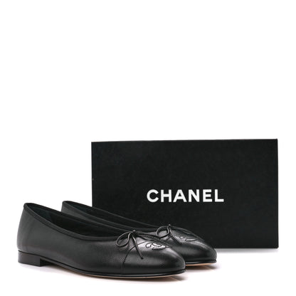 Chanel Caviar CC Cap Toe Ballerina Flats 39 Black 9 of 9