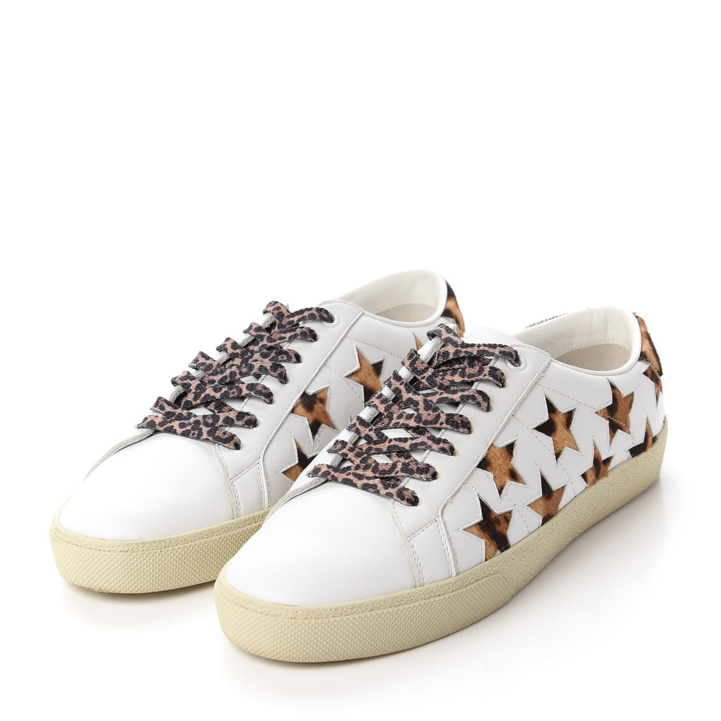 Calfskin Pony Hair Star Court Sneakers 40 White